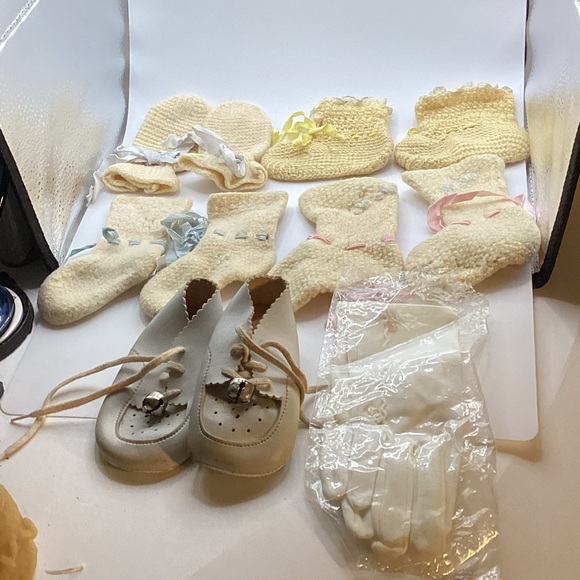 Vintage Baby Booties, Shoes and Gloves Set - Picture 1 of 5